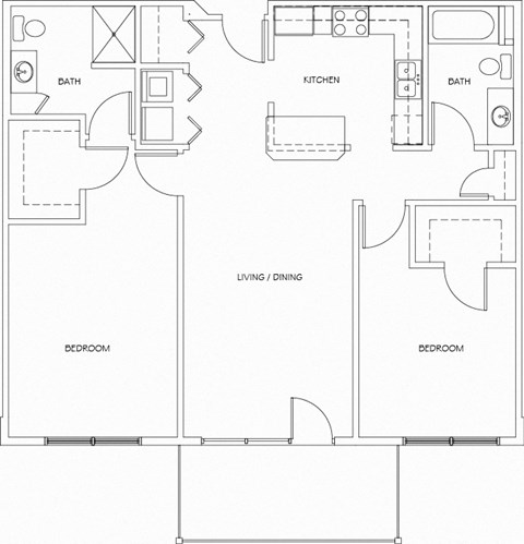2 bedroom 2 bath balcony/patio